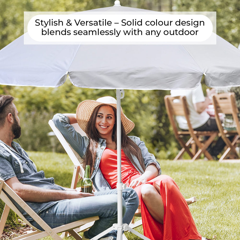 Solid colour Outdoor umbrella with tripod stand ( height from 1.2m to 1.8m) -  White