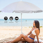Solid colour Outdoor umbrella with tripod stand ( height from 1.2m to 1.8m) -  White