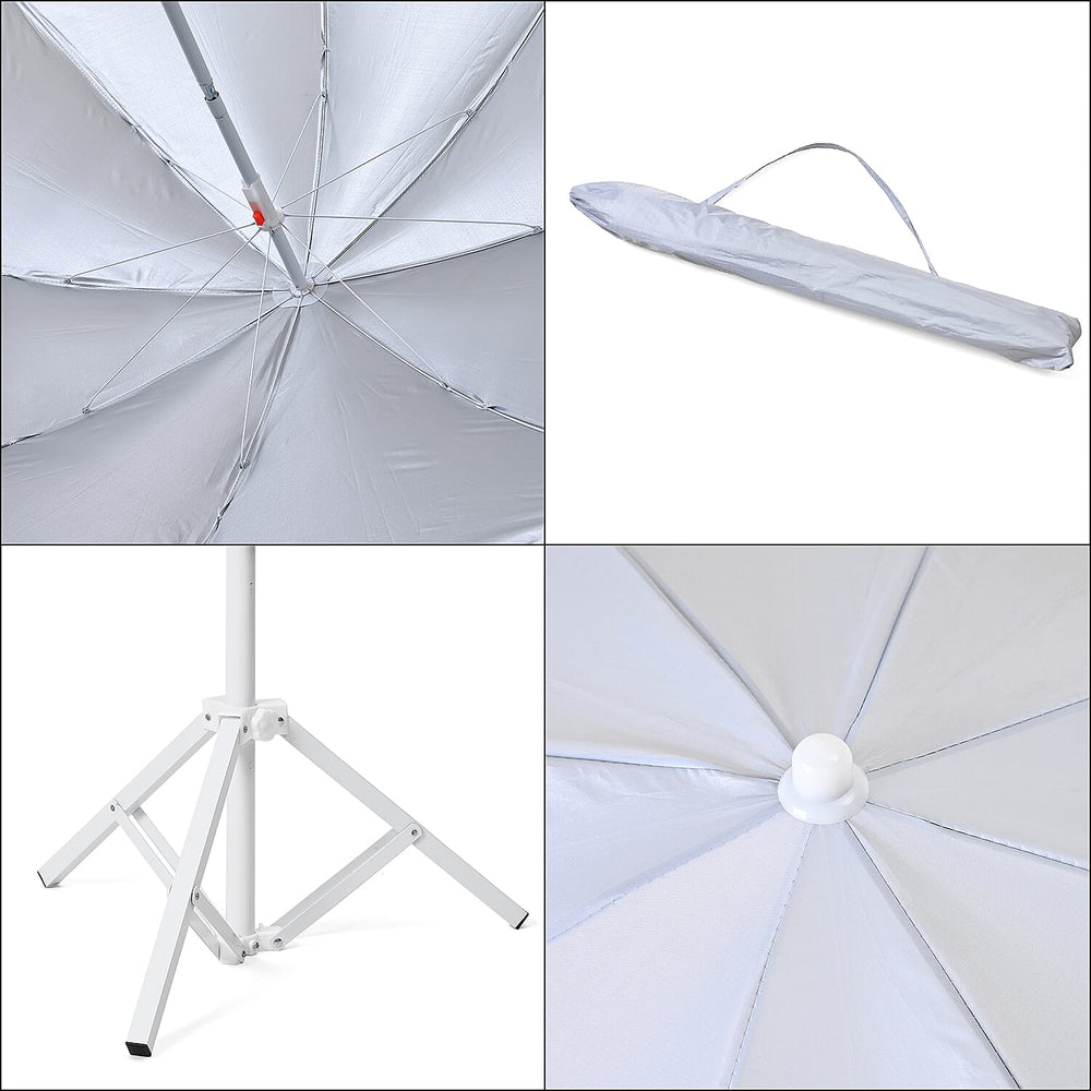 Solid colour Outdoor umbrella with tripod stand ( height from 1.2m to 1.8m) -  White
