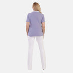 Beaumonde Ladies Short Sleeve Polo With Woven Floral Print Collar (Size XL, 20 to 22) - Lilac