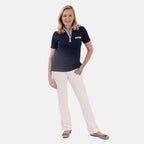 Beaumonde Ladies Short Sleeve Polo With Woven Floral Print Collar (Size XXL, 24 to 26) - Navy