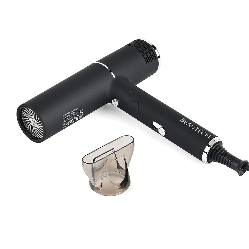 Beautech Foldable Hair Dryer with Concentrator Nozzle (1400W) - Black