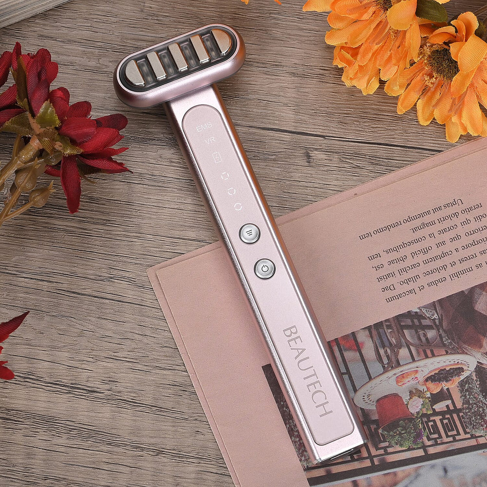 Brand New Launch- Beautech Face and Eye Wand 360-Degree with EMS Technology, 3 LED Modes Red, Blue, Purple - Pink