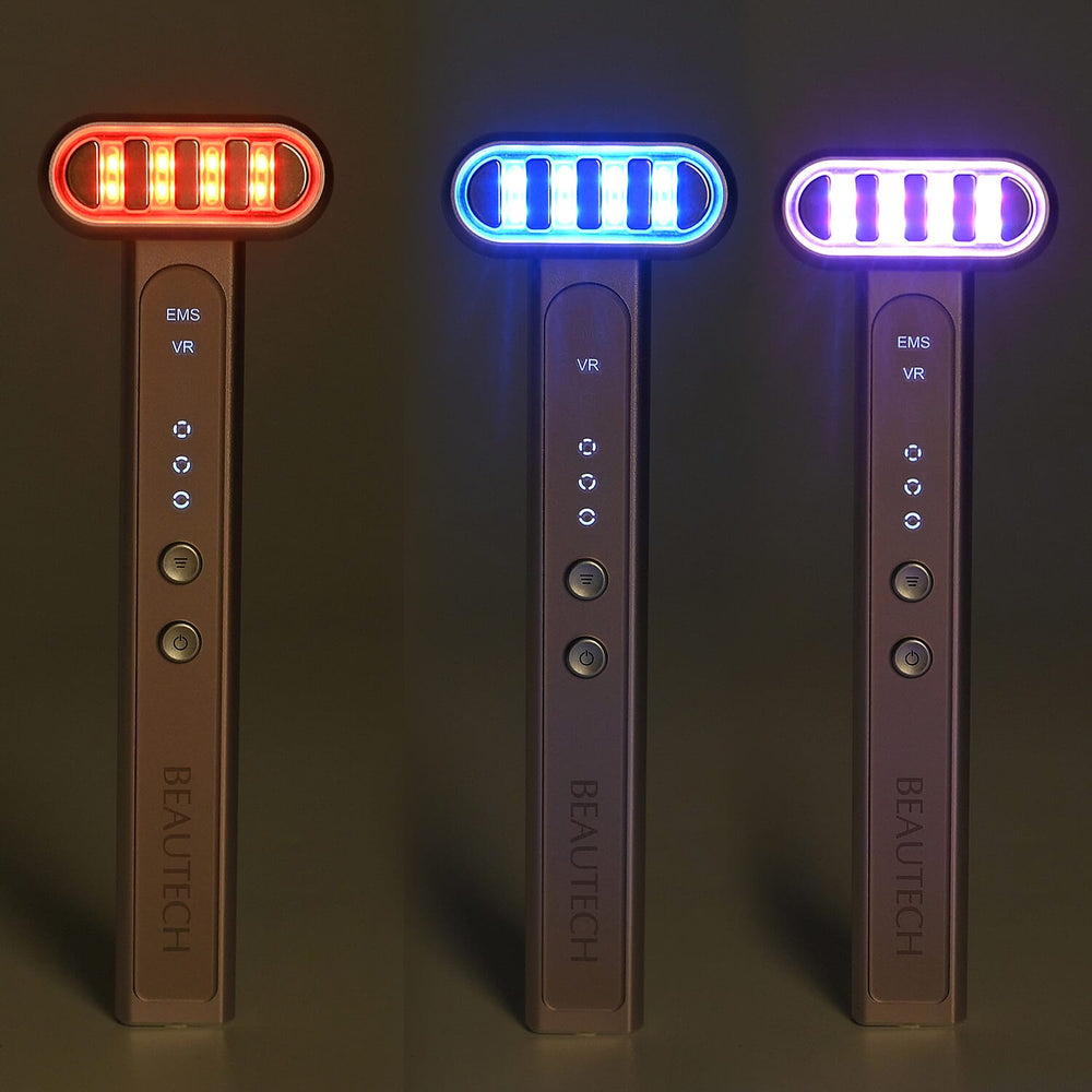 Brand New Launch- Beautech Face and Eye Wand 360-Degree with EMS Technology, 3 LED Modes Red, Blue, Purple - Pink