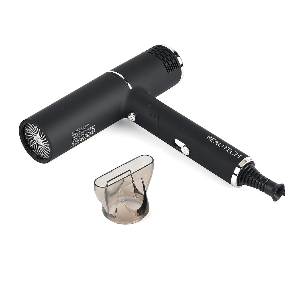 Beautech Foldable Hair Dryer with Concentrator Nozzle (1400W) - Black