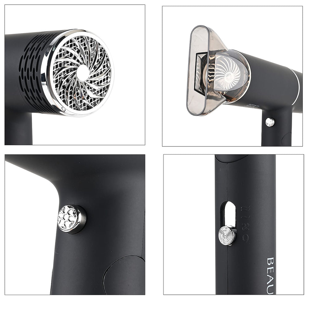 Beautech Foldable Hair Dryer with Concentrator Nozzle (1400W) - Black