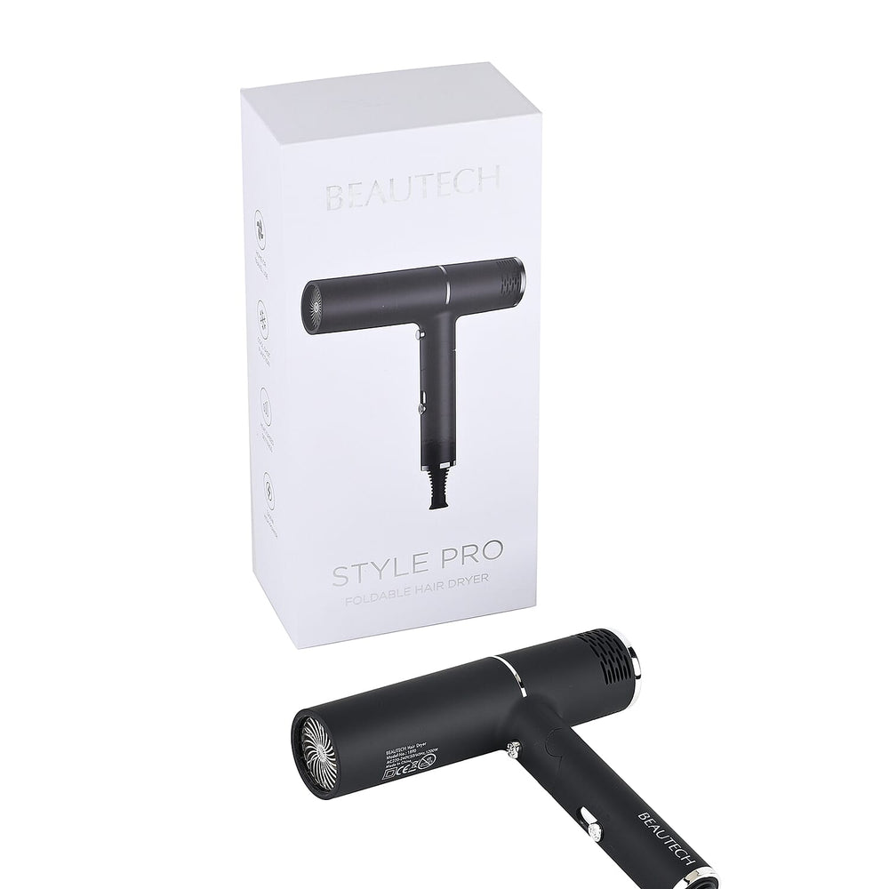 Beautech Foldable Hair Dryer with Concentrator Nozzle (1400W) - Black