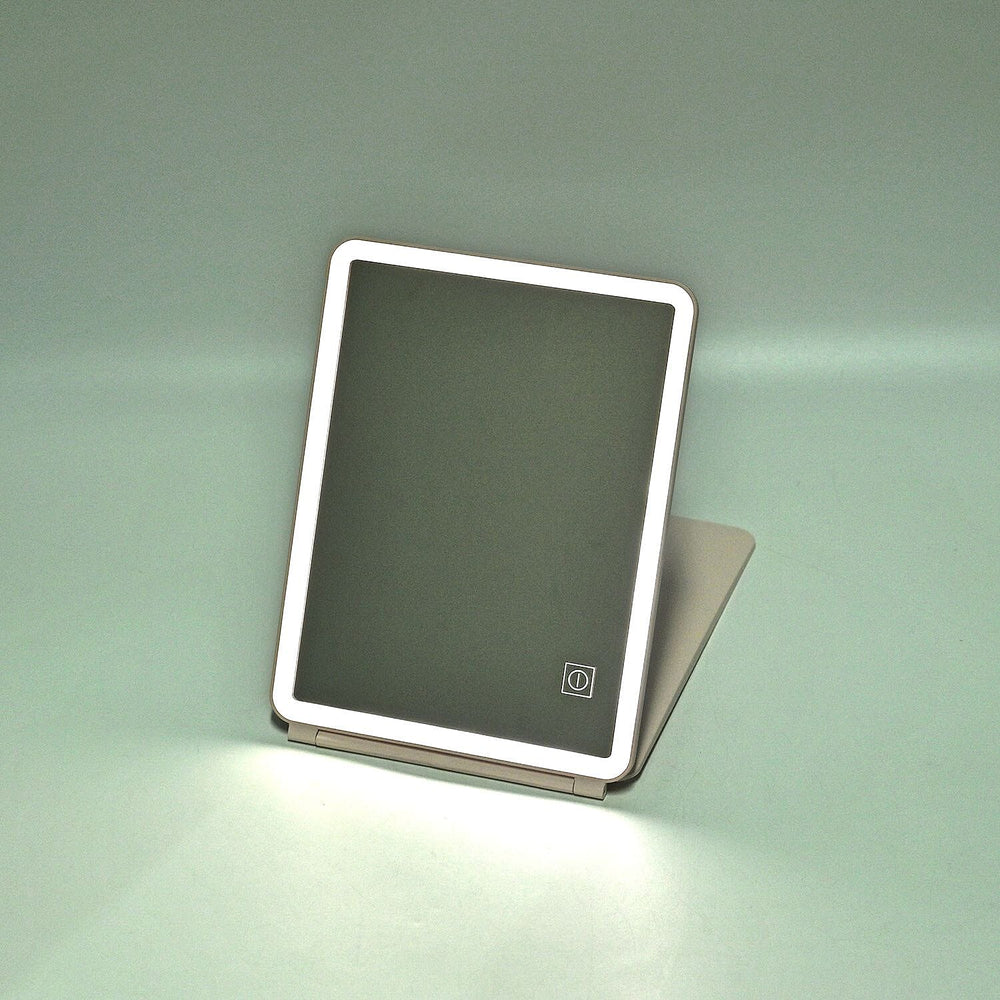 Foldable LED Lighted Makeup Mirror (1200mah Battery) - Pink (26 cm x 19 cm)