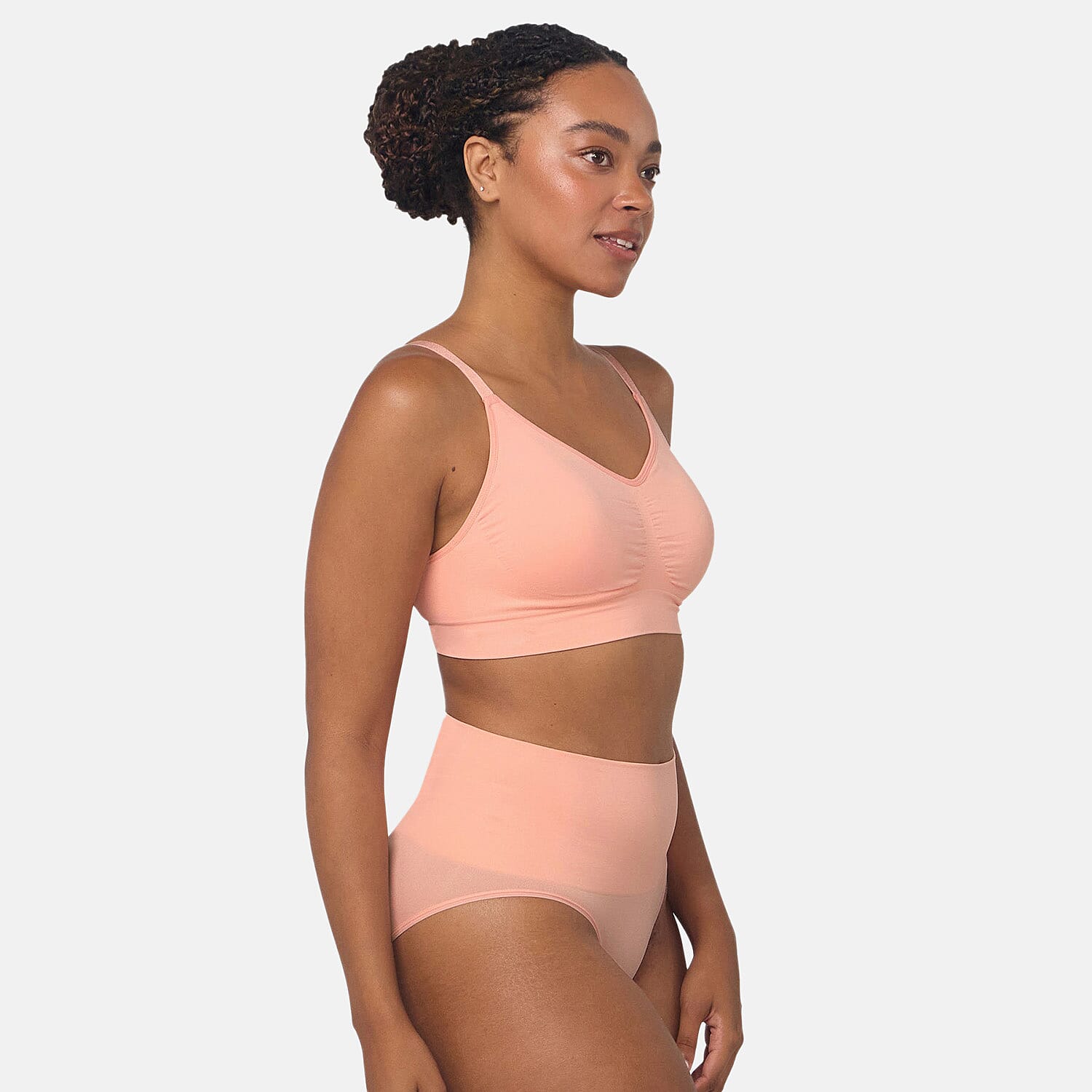 Bella Bodies Pack of 2 - Seamless Wire-Free Ultimate Bamboo Bra (Size L) - Light Pink - Sorbet