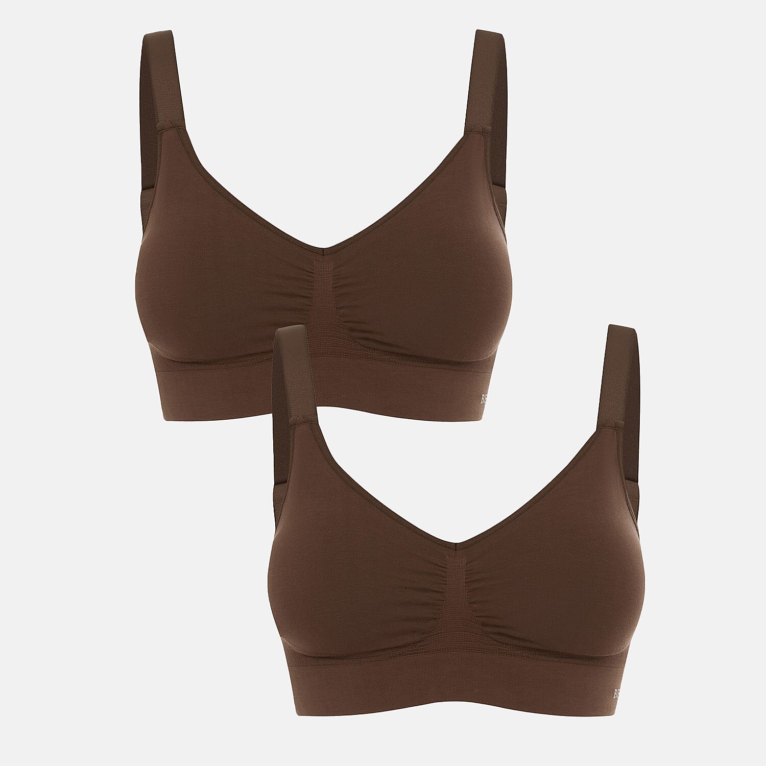 Bella Bodies Pack of 2 - Seamless Wire-Free Ultimate Bamboo Bra (Size M) - Brown - Espresso