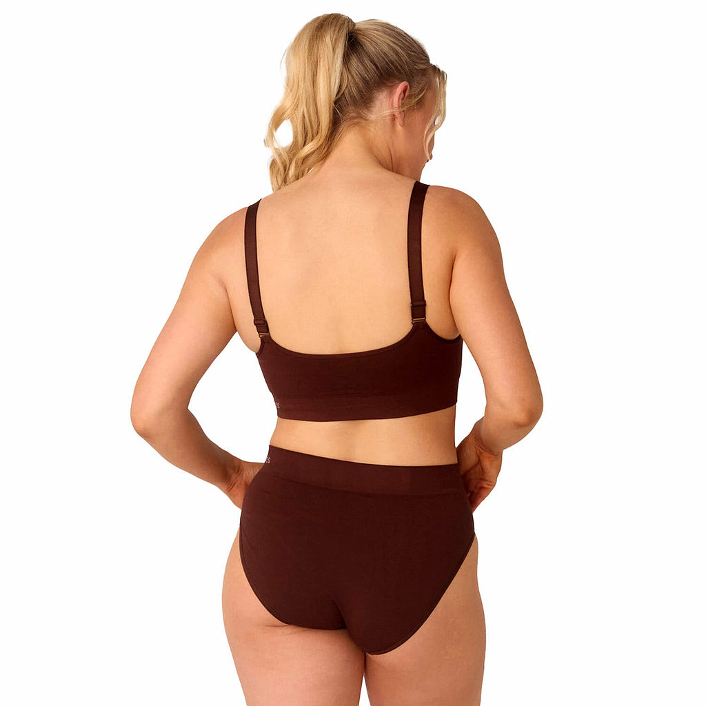 Bella Bodies Pack of 2 - Seamless Wire-Free Ultimate Bamboo Bra (Size M) - Brown - Espresso