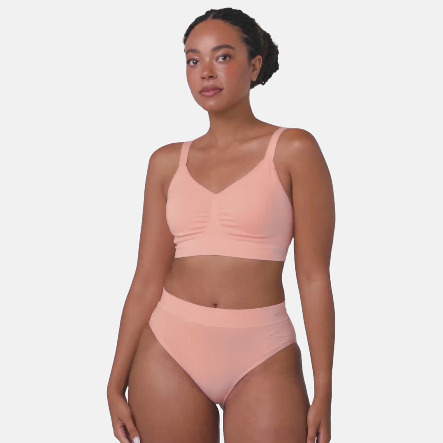 Bella Bodies Pack of 2 - Seamless Wire-Free Ultimate Bamboo Bra (Size S) - Light Pink - Sorbet