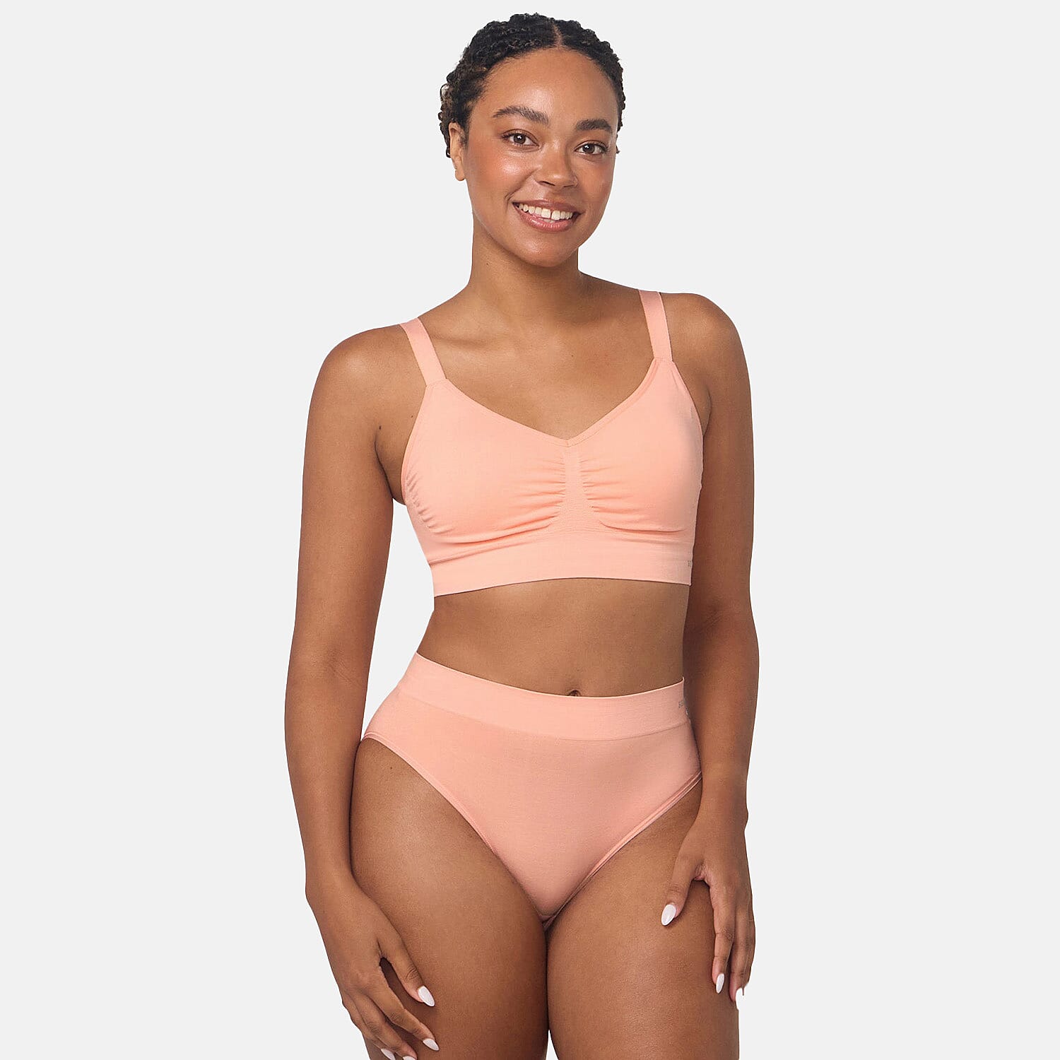 Bella Bodies Pack of 2 - Seamless Wire-Free Ultimate Bamboo Bra (Size S) - Light Pink - Sorbet