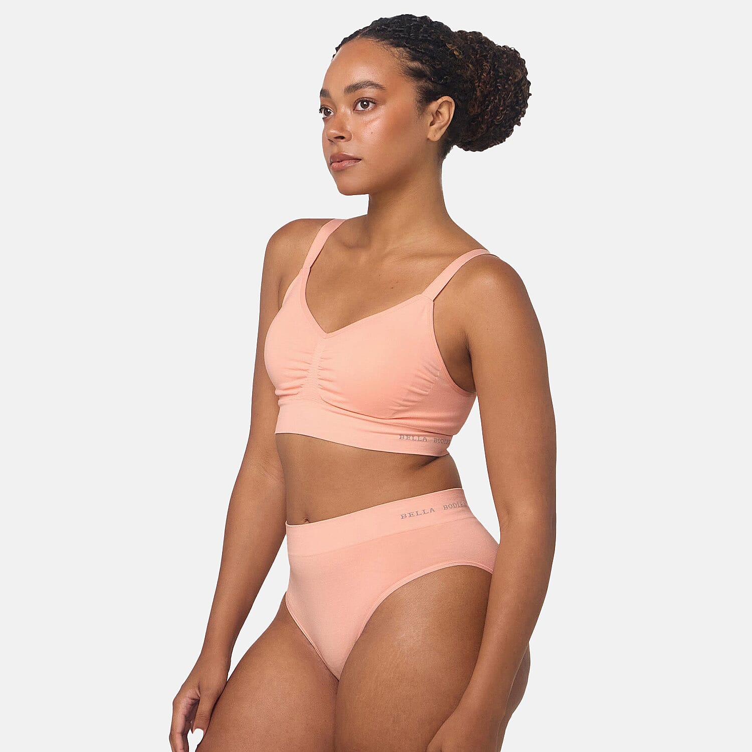 Bella Bodies Pack of 2 - Seamless Wire-Free Ultimate Bamboo Bra (Size XL) - Light Pink - Sorbet