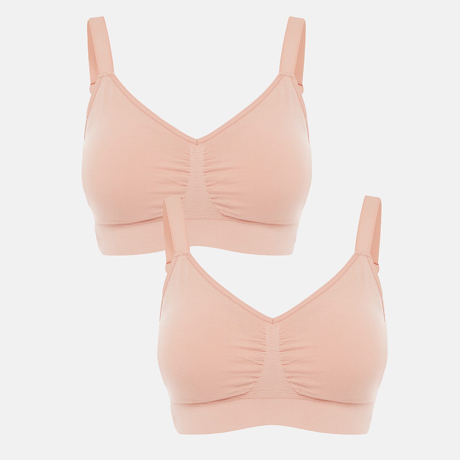 Bella Bodies Pack of 2 - Seamless Wire-Free Ultimate Bamboo Bra (Size XXL) - Light Pink - Sorbet