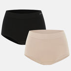 Bella Bodies Pack of 2 - Seamless Full Coverage Bamboo Girlshort (Size L) - Black - Sand