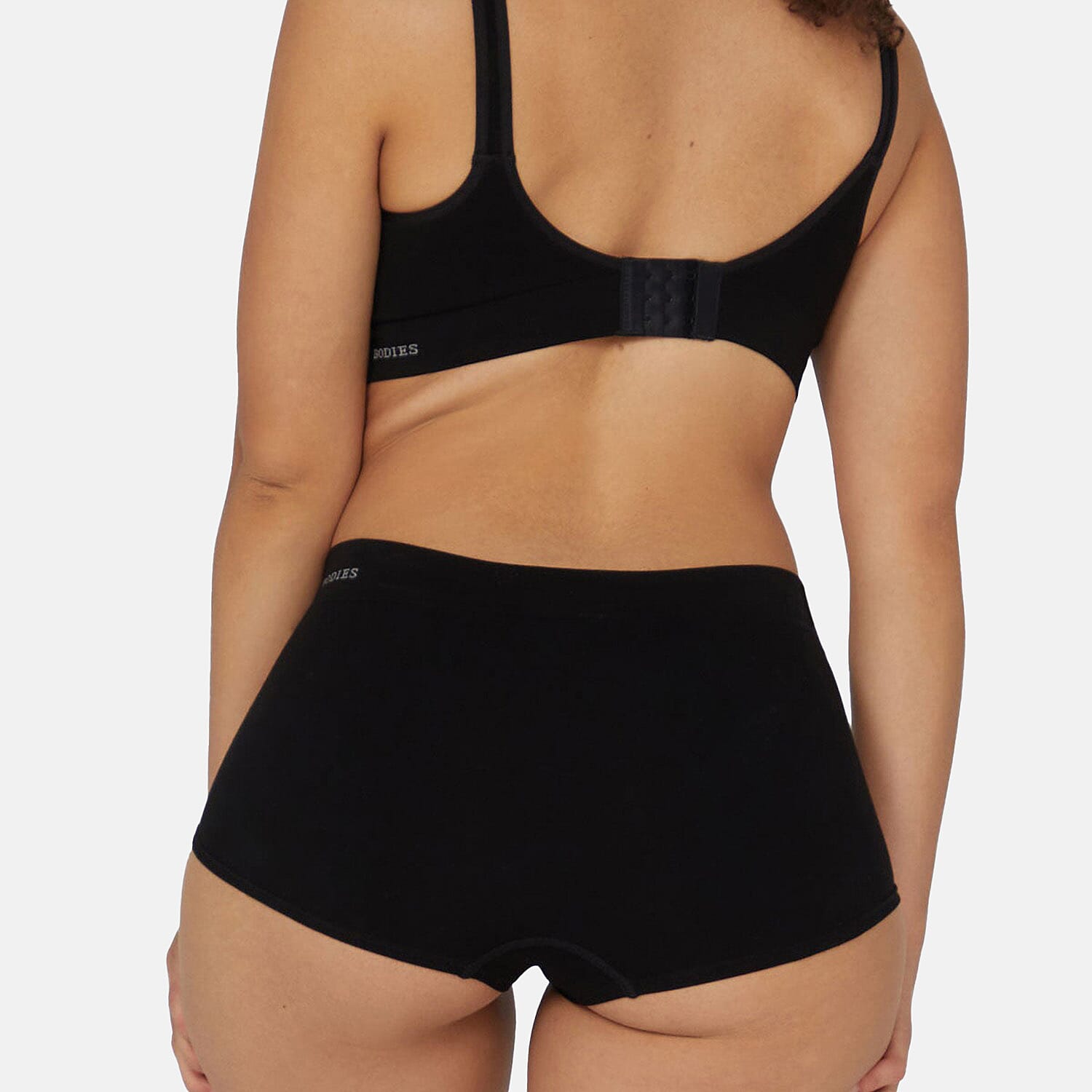 Bella Bodies Pack of 2 - Seamless Full Coverage Bamboo Girlshort (Size L) - Black - Sand
