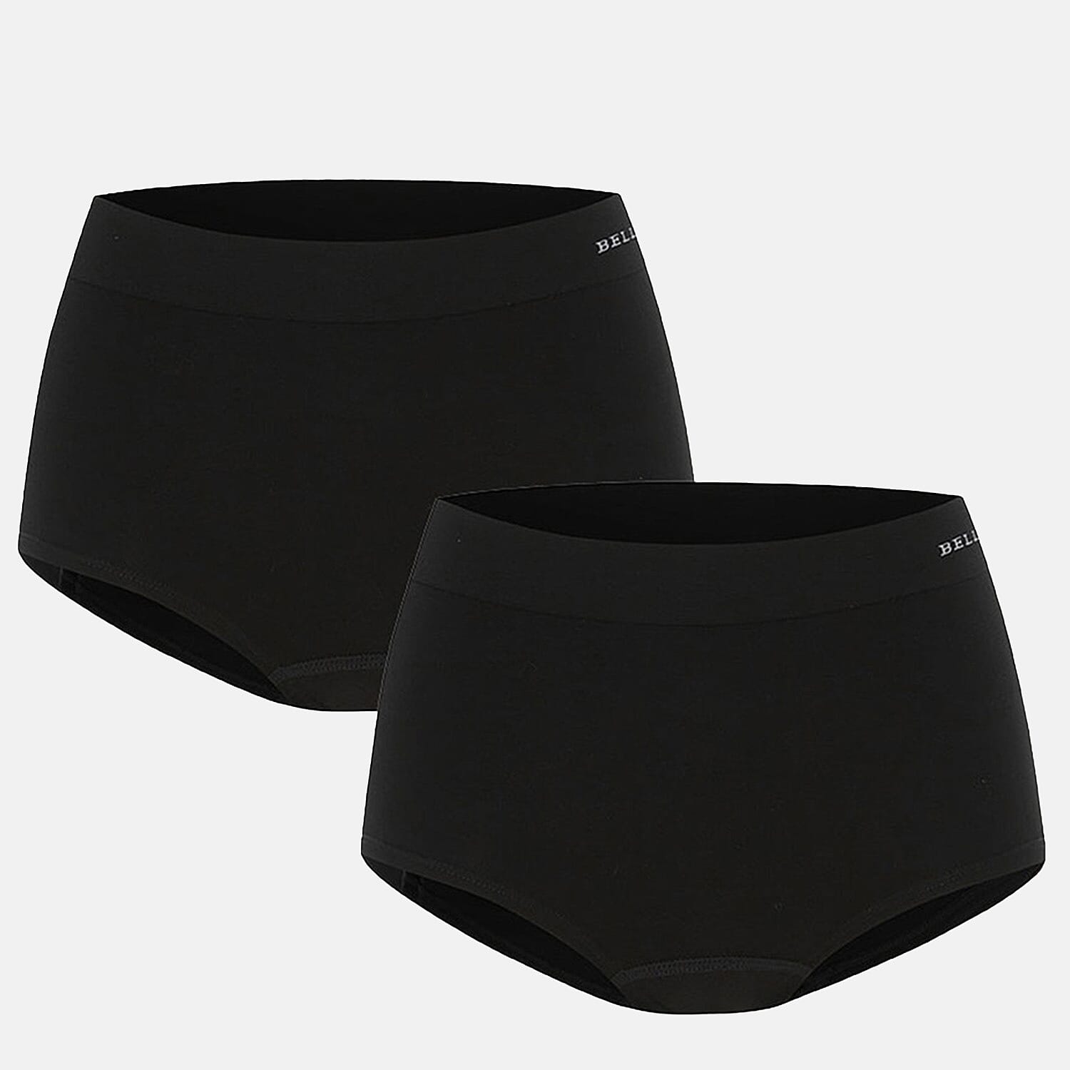 Bella Bodies Pack of 2 - Seamless Full Coverage Bamboo Girlshort (Size L) - Black