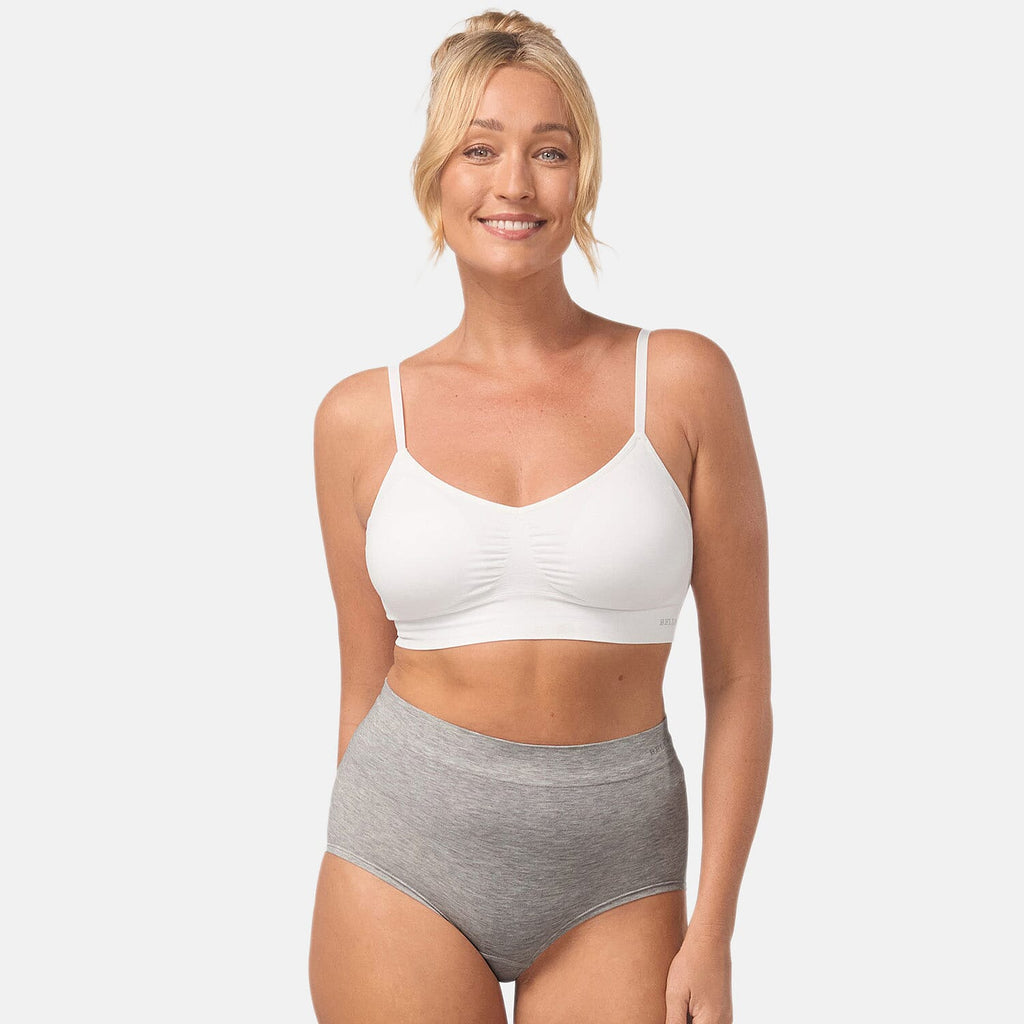 Bella Bodies Pack of 2 - Seamless Full Coverage Bamboo Girlshort (Size L) - Grey Marle-Deep Rose