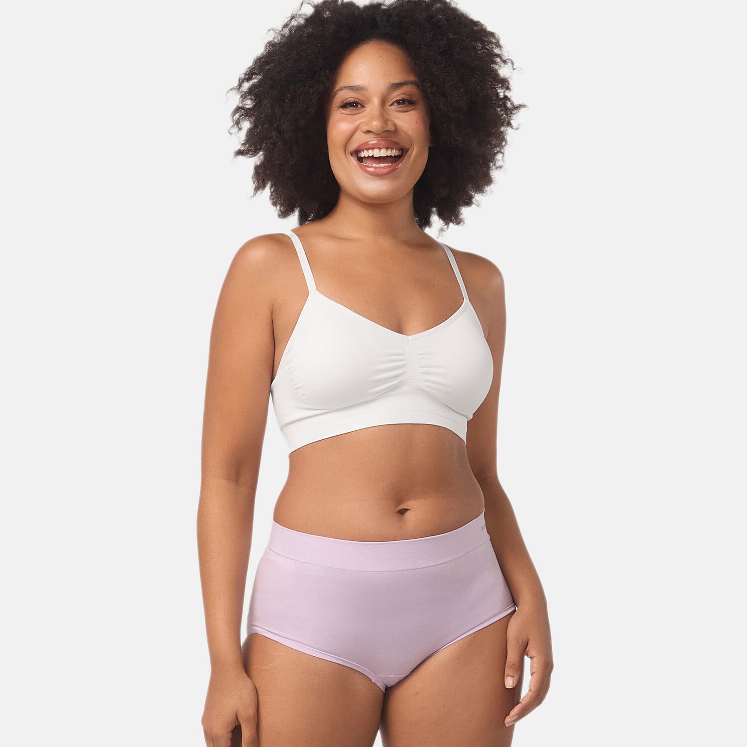 Bella Bodies Pack of 2 - Seamless Full Coverage Bamboo Girlshort (Size L) - Grey Marle-Soft Lilac