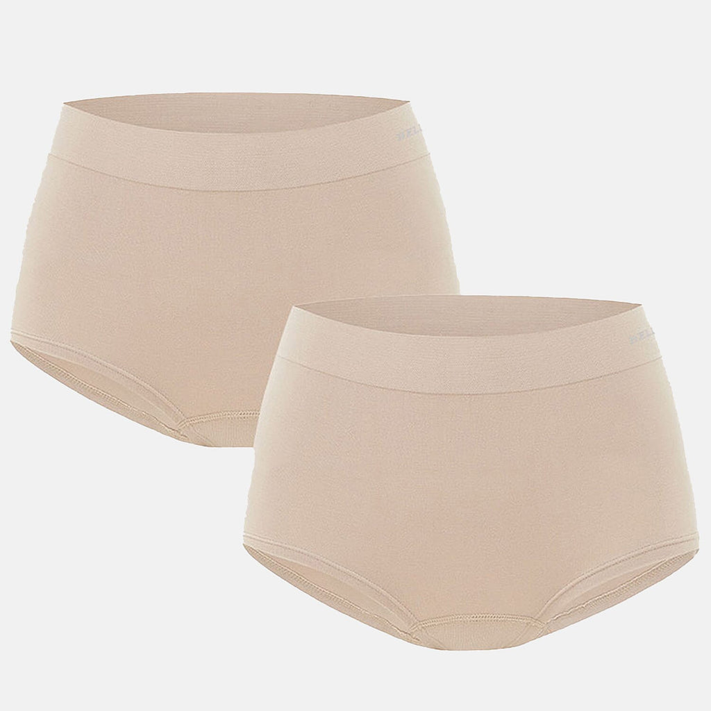 Bella Bodies Pack of 2 - Seamless Full Coverage Bamboo Girlshort (Size L) - Sand