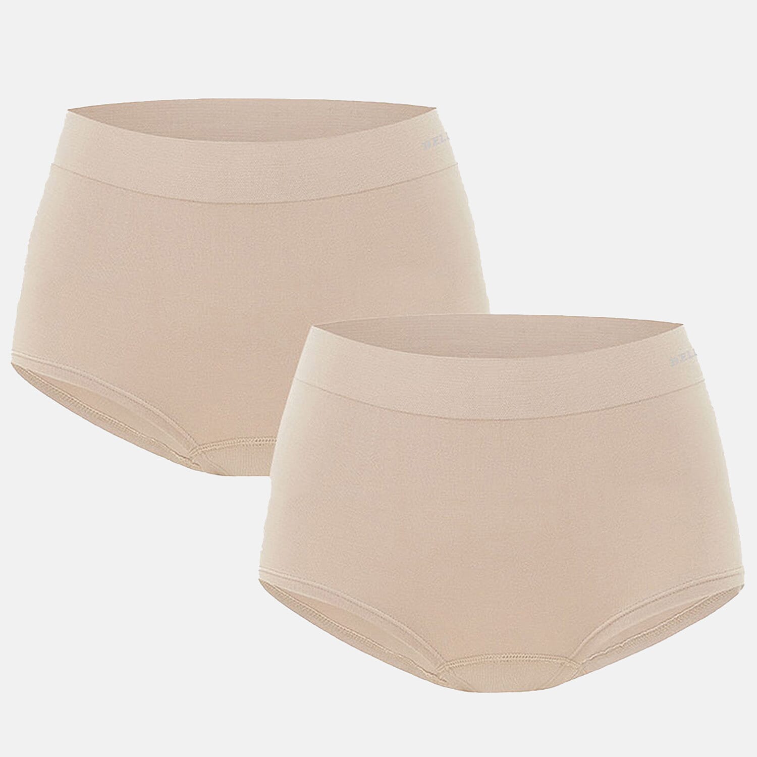 Bella Bodies Pack of 2 - Seamless Full Coverage Bamboo Girlshort (Size L) - Sand