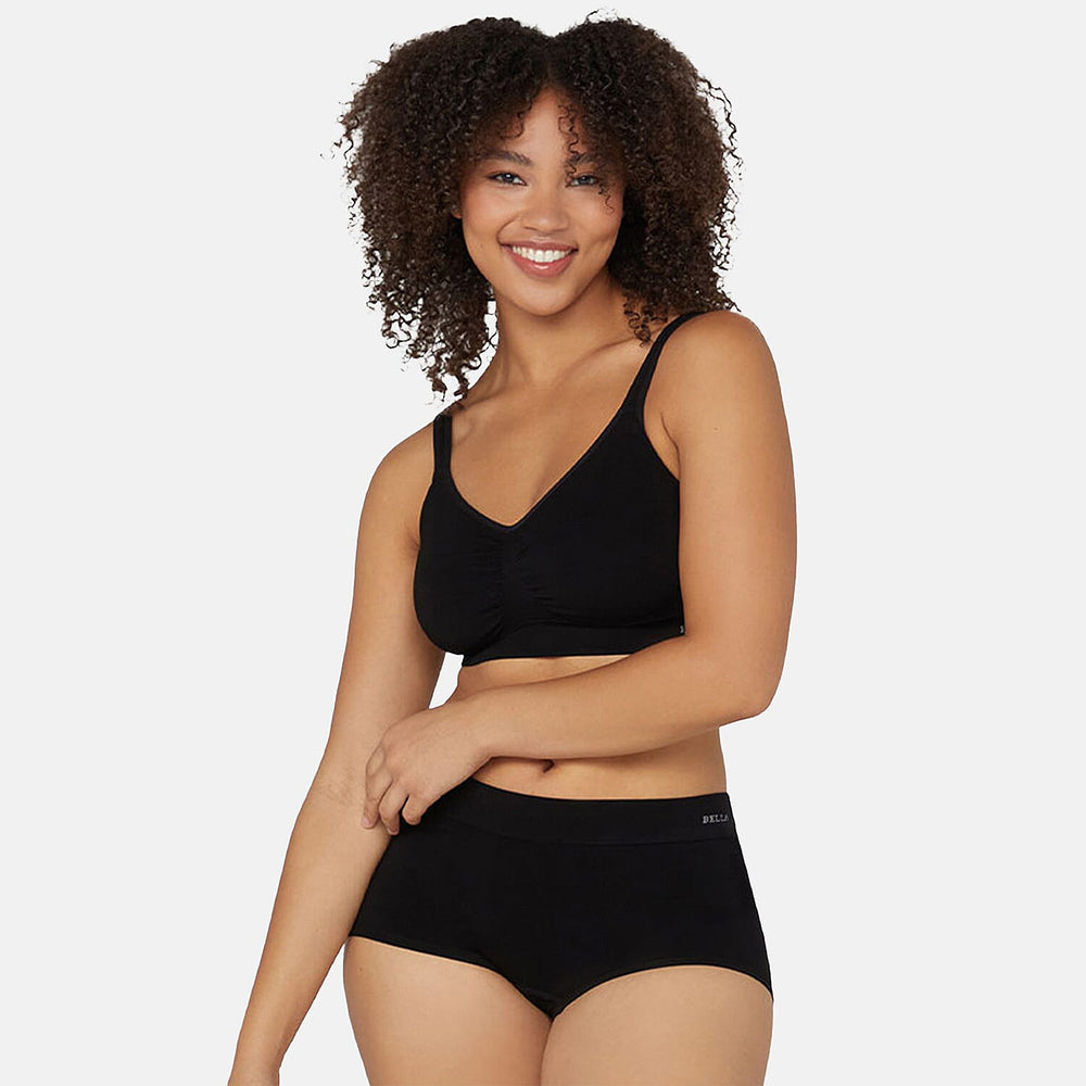 Bella Bodies Pack of 2 - Seamless Full Coverage Bamboo Girlshort (Size M) - Black - Sand