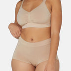 Bella Bodies Pack of 2 - Seamless Full Coverage Bamboo Girlshort (Size M) - Sand