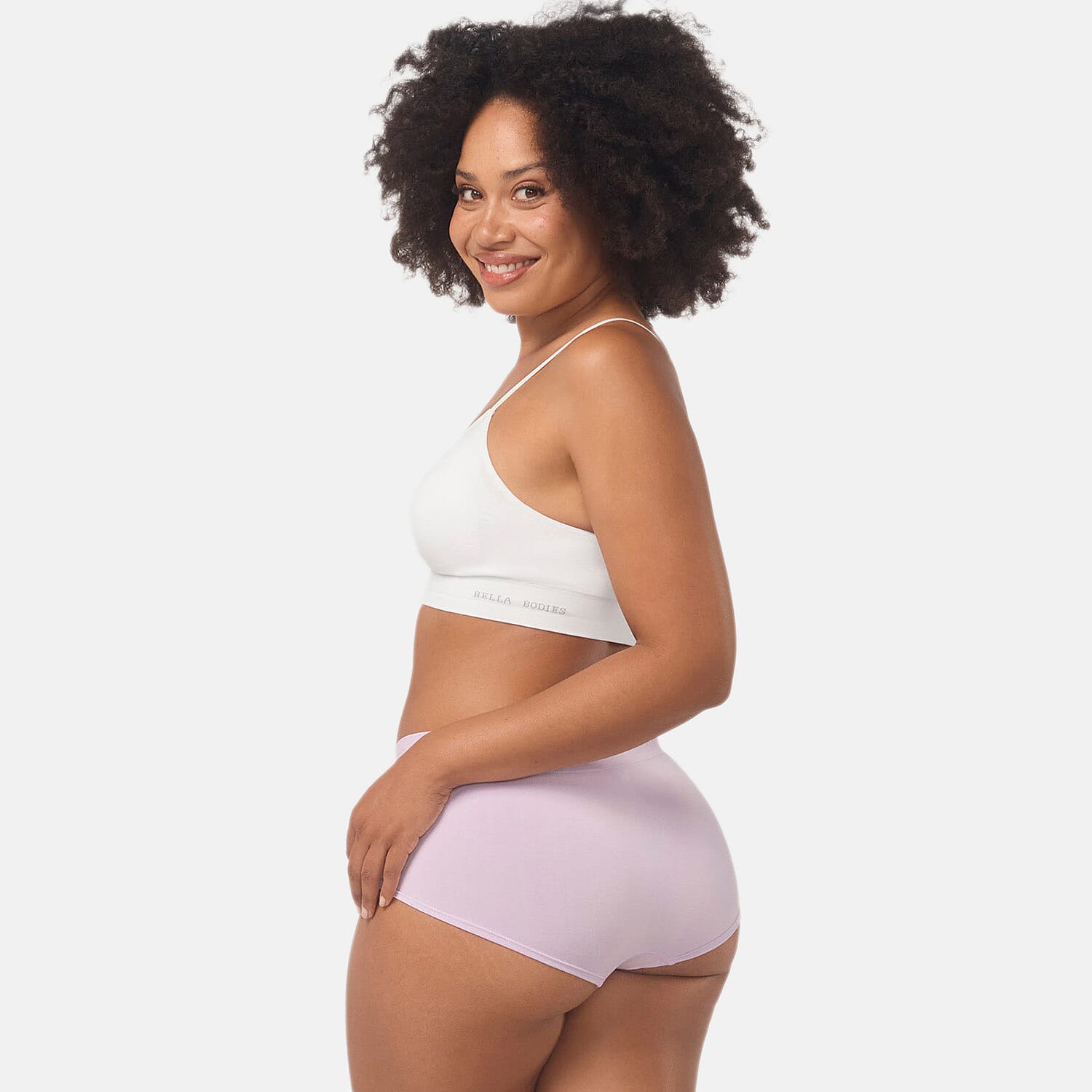 Bella Bodies Pack of 2 - Seamless Full Coverage Bamboo Girlshort (Size XXL) - Grey Marle-Soft Lilac