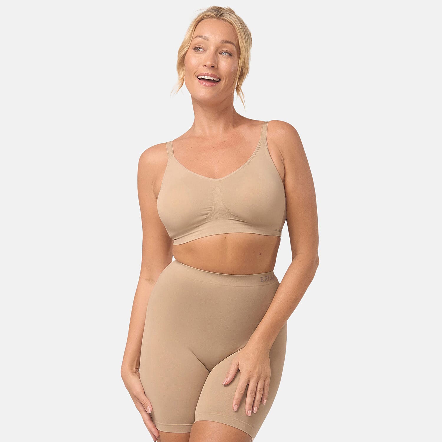Bella Bodies Cool Fit Quick-Dry Everyday Anti-Chafing Shorts (Size L) - Sand