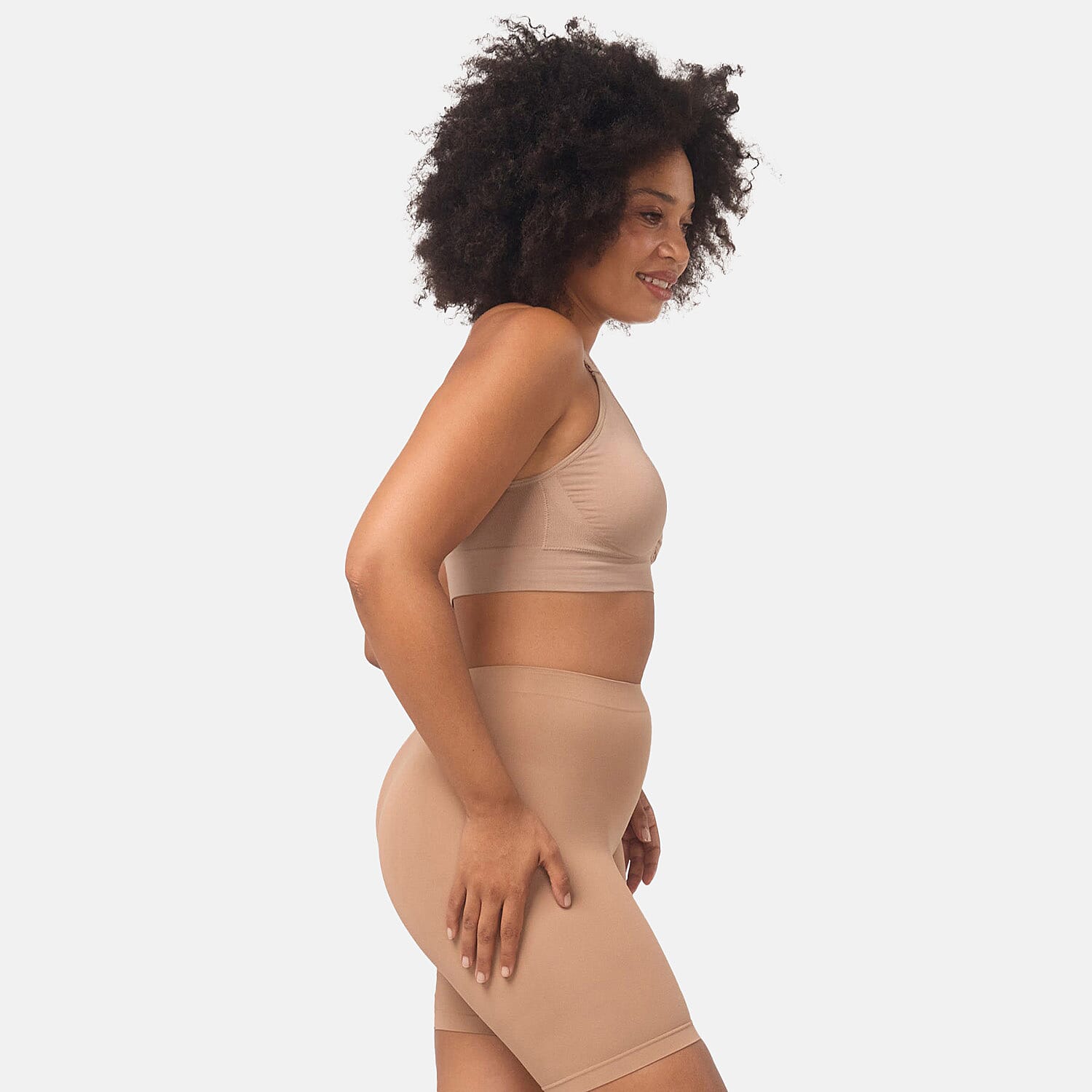 PACK OF 2 -Bella Bodies Cool Fit Quick Dry Everyday Anti-Chafing Shorts(Size L) - Taupe.