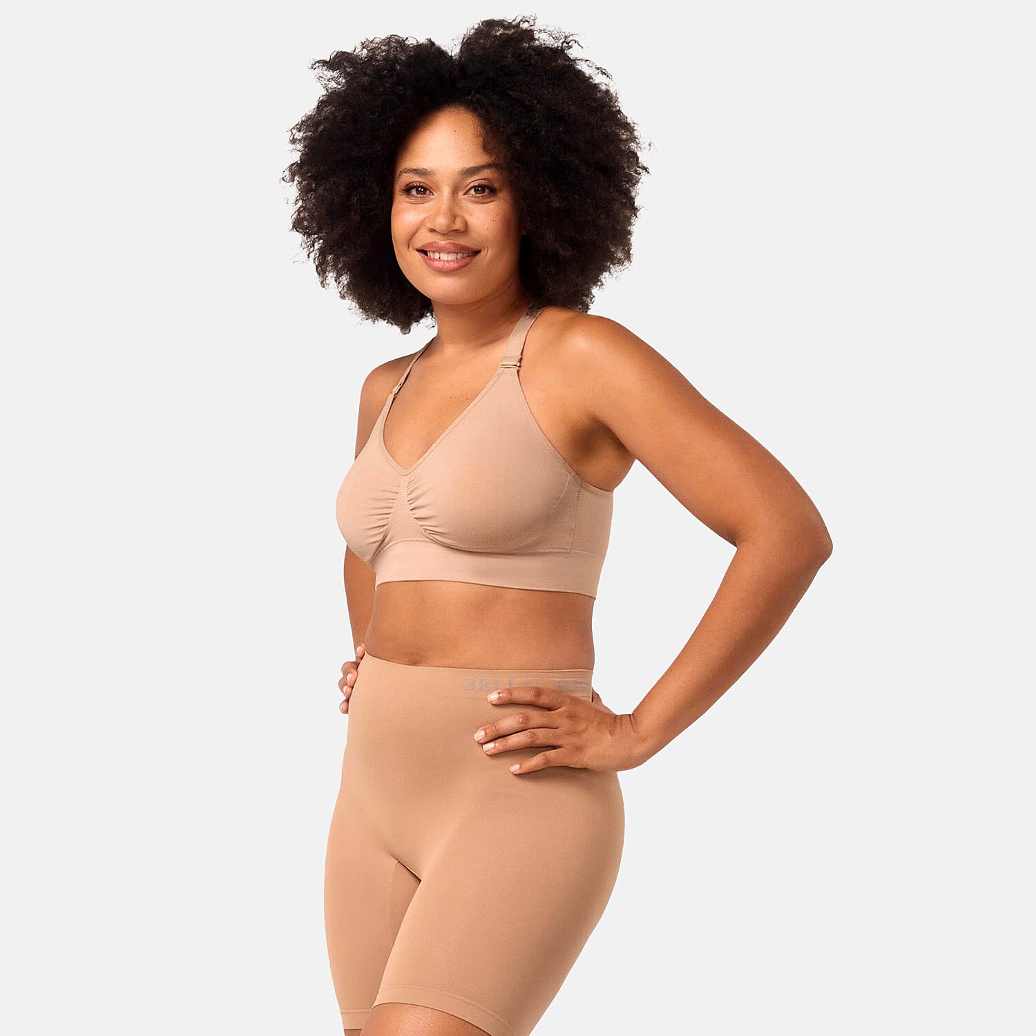 PACK OF 2 -Bella Bodies Cool Fit Quick Dry Everyday Anti-Chafing Shorts(Size L) - Taupe.