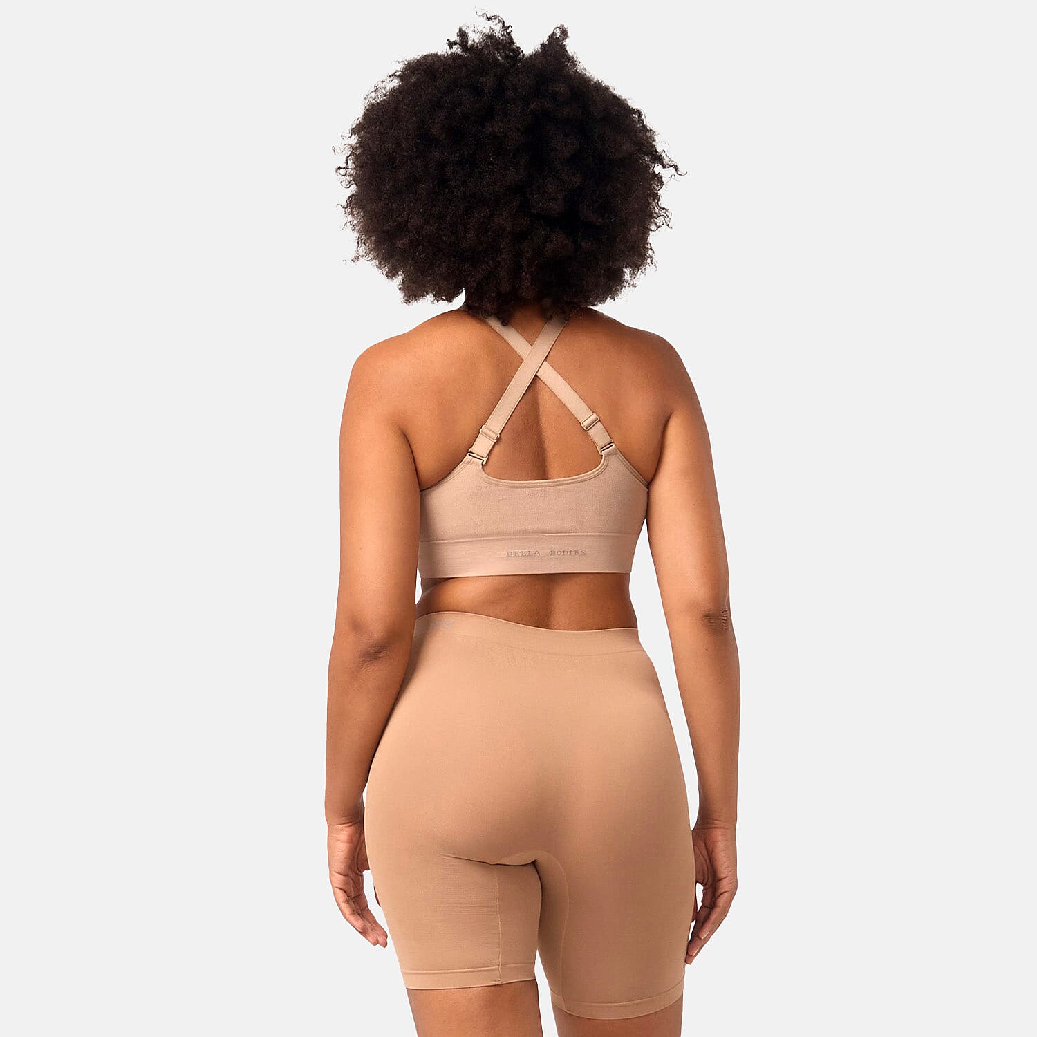 PACK OF 2 -Bella Bodies Cool Fit Quick Dry Everyday Anti-Chafing Shorts(Size L) - Taupe.
