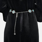 Women Concho Chain-Link Belt (Free Size, 110 cm) - Silver