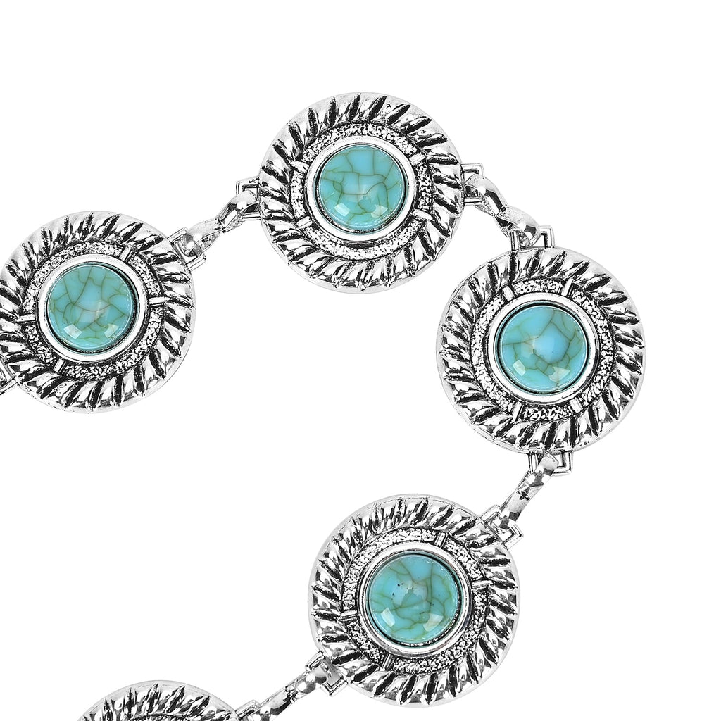 Women Concho Chain-Link Belt (Free Size, 110 cm) - Silver
