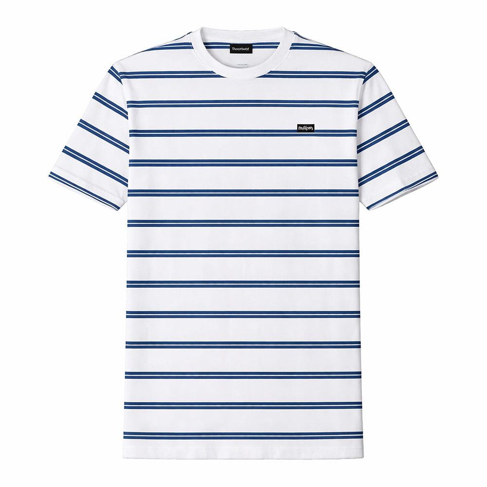 Bench Mens 100% Cotton Stripe Crew Neck Tee (Size L) - White