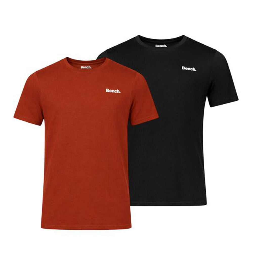 Bench Mens Pack Of 2 100% Combed Cotton Solid Tees (Size XXL) - Brown - Black