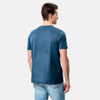 Bench Mens Pack Of 2 - 100% Cotton Crewneck 3 Buttton Henley Tee (Size - L) - Navy - Teal