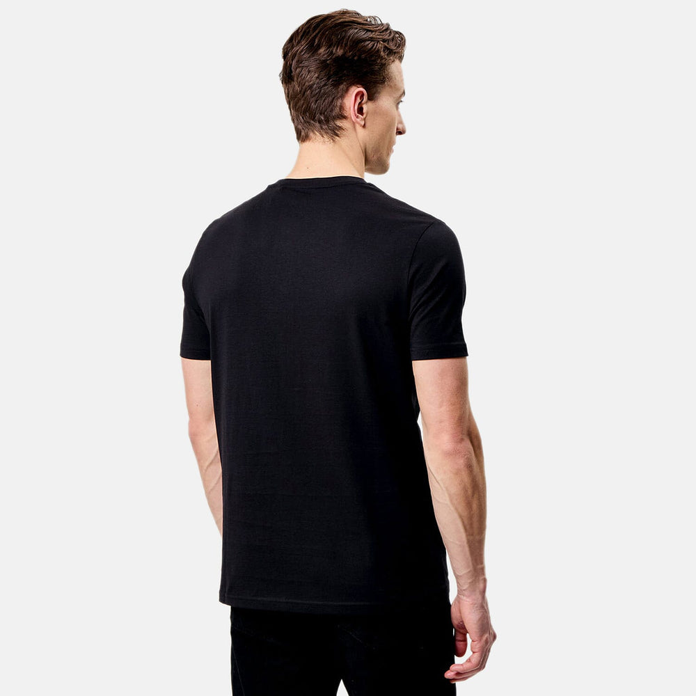 Bench Mens Pack Of 2 - 100% Cotton Crewneck 3 Buttton Henley Tee (Size - M) - Black - Stone
