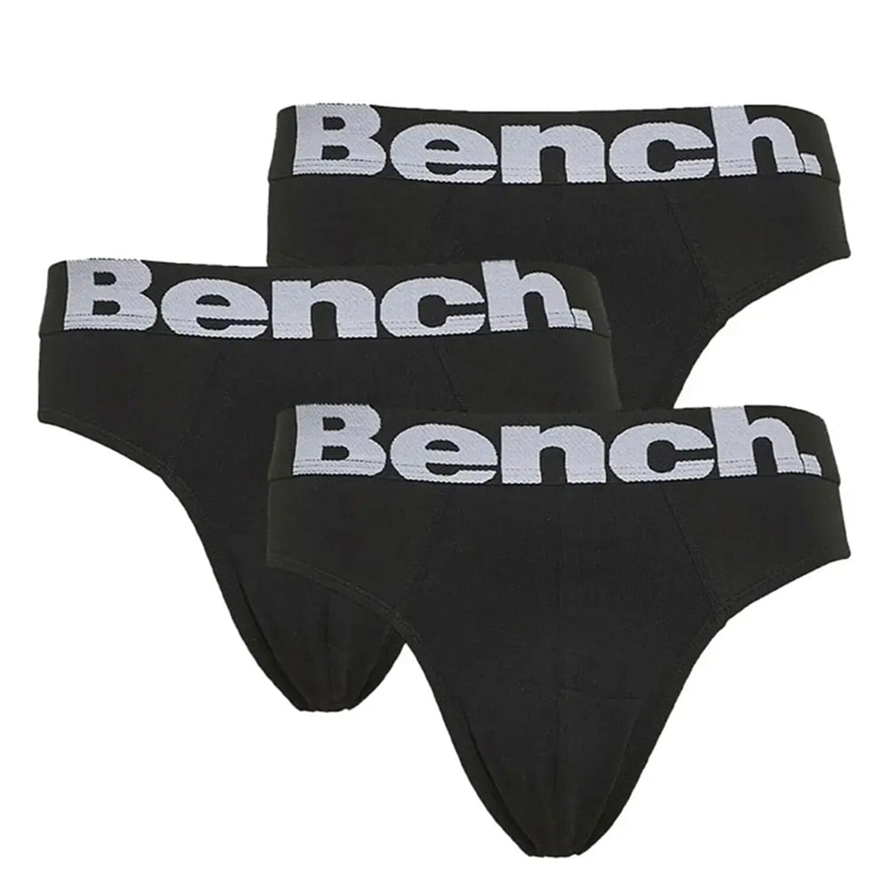 Bench 3 Pack Mens Cotton Blend Breathable Briefs (Size L) - Black