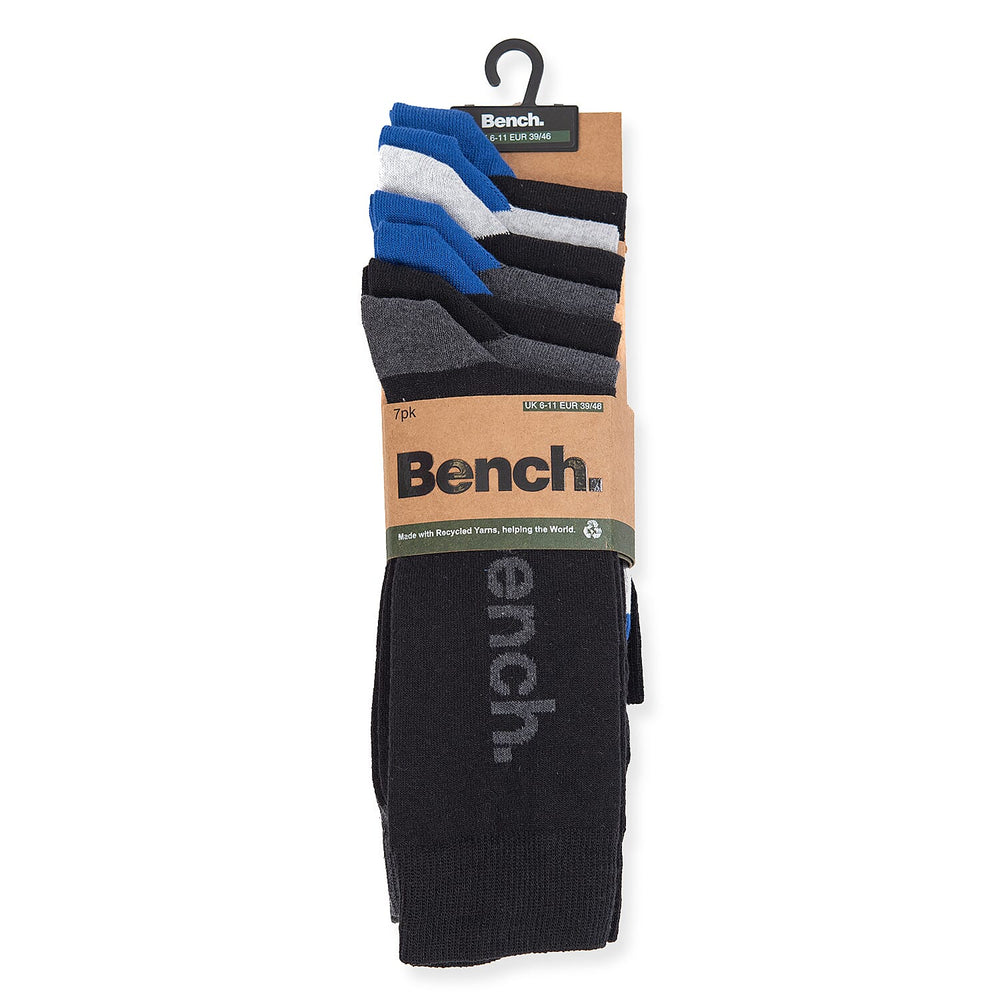 Bench Mens 7 Pack Socks Color - Blue With Grey.