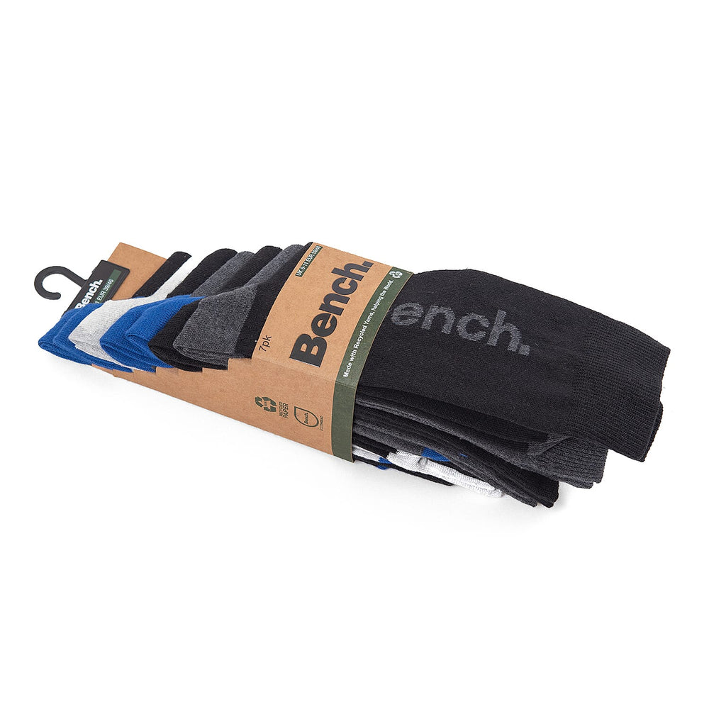 Bench Mens 7 Pack Socks Color - Blue With Grey.