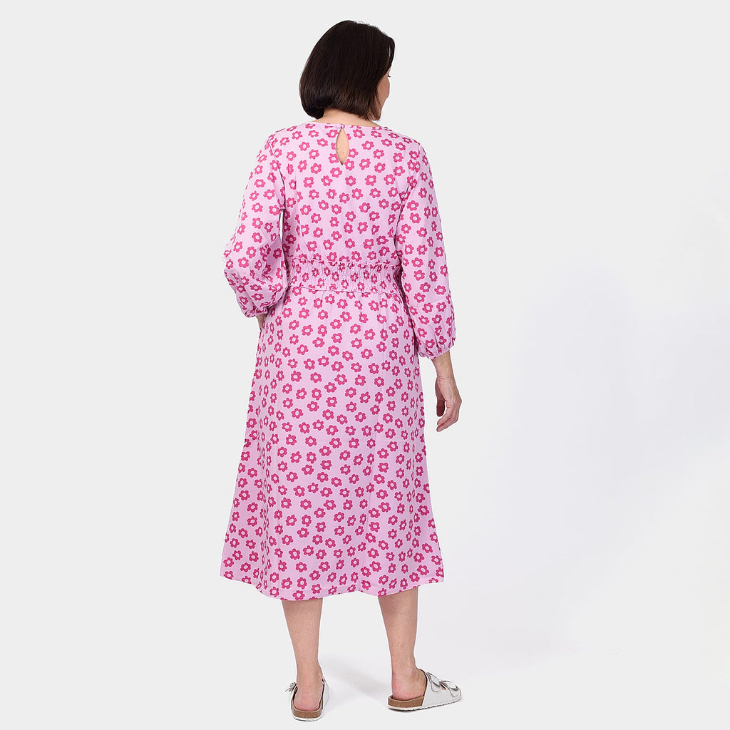 Closeout Deal Daisy Floral Print Summer Dress (Size 16) - Pink