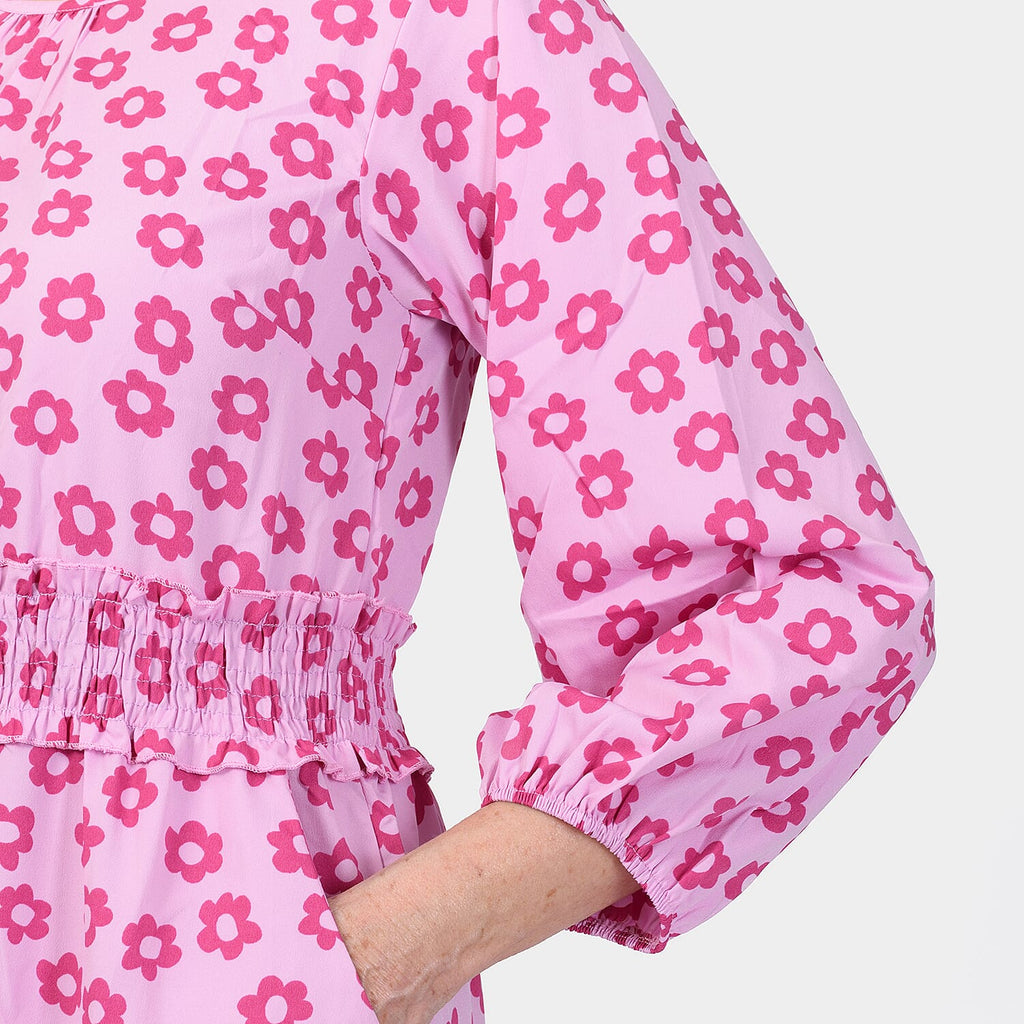 Closeout Deal Daisy Floral Print Summer Dress (Size 16) - Pink