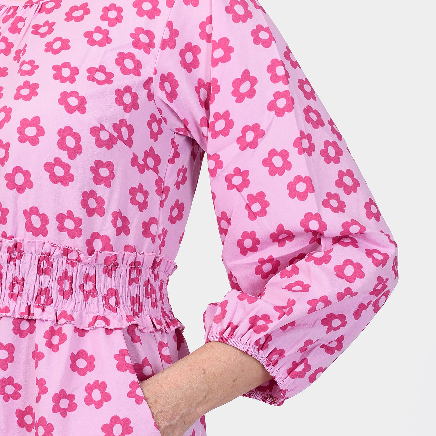Closeout Deal Daisy Floral Print Summer Dress (Size 16) - Pink