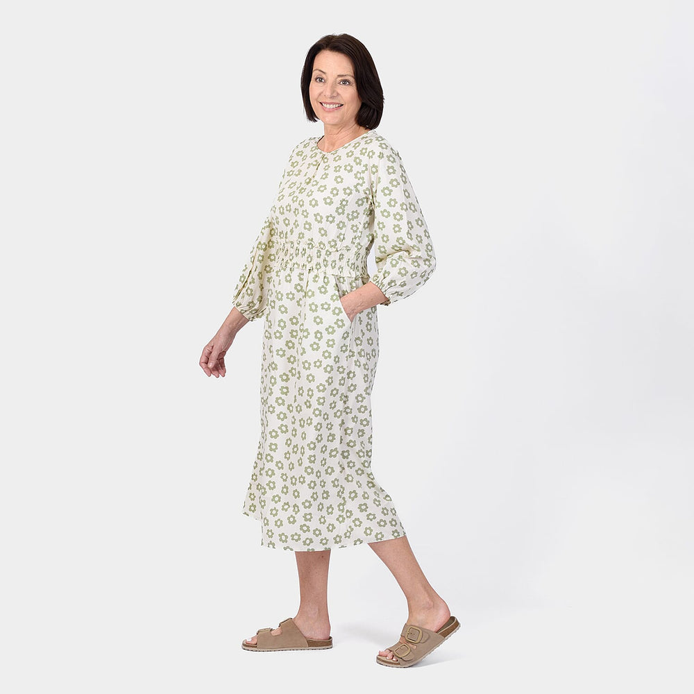 Closeout Deal Daisy Floral Printed Midi Dress (Size 12) - Sage