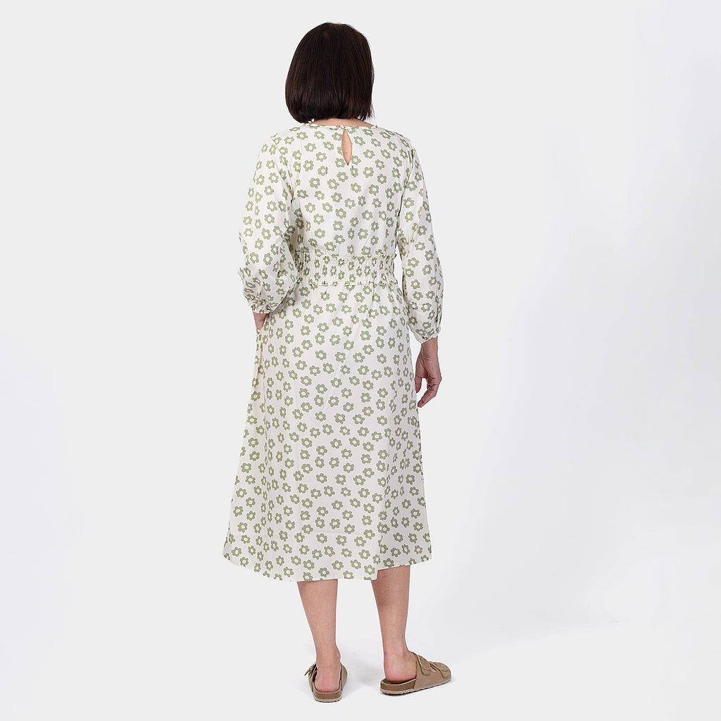 Closeout Deal Daisy Floral Printed Midi Dress (Size 12) - Sage