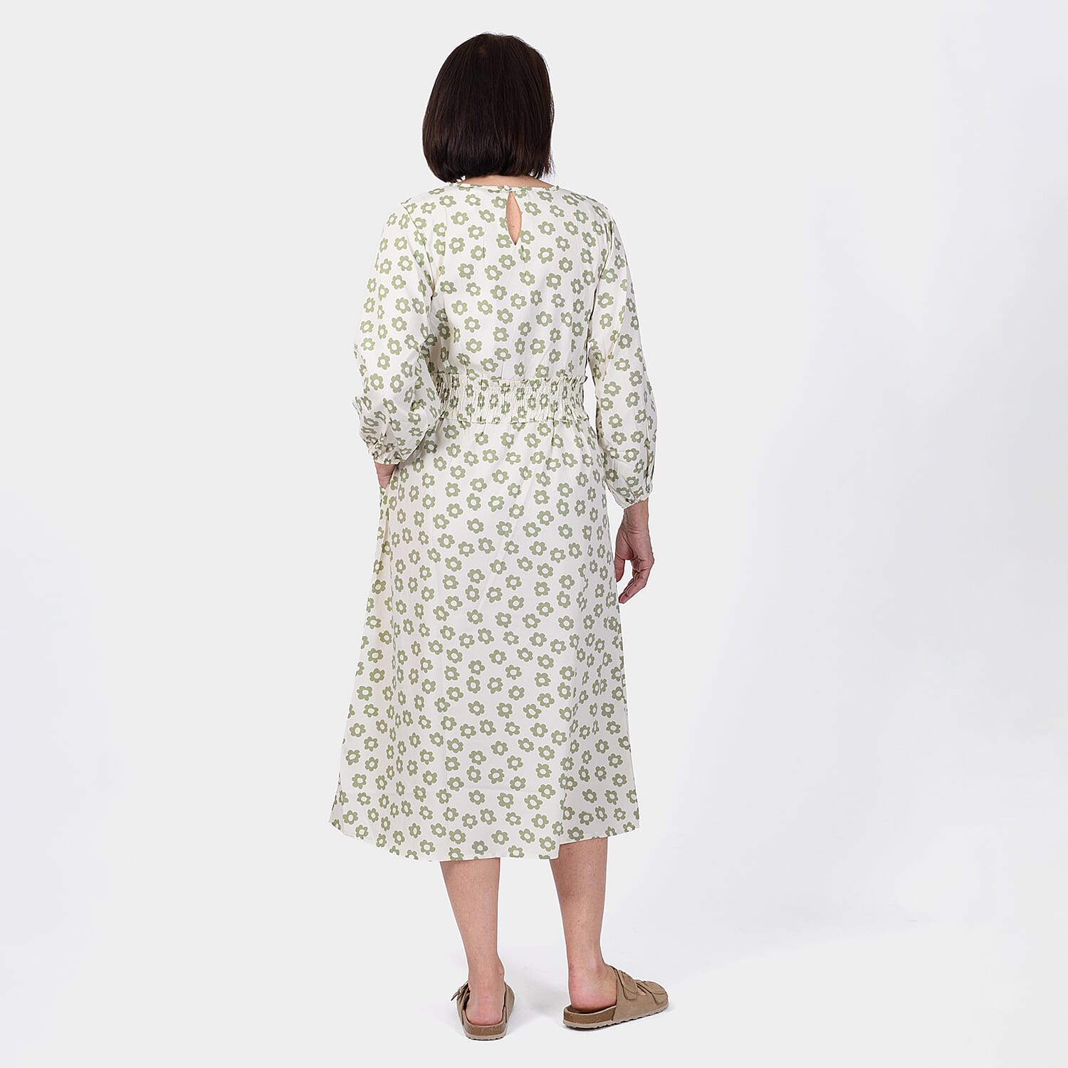 Closeout Deal Daisy Floral Printed Midi Dress (Size 12) - Sage