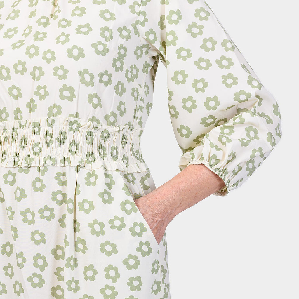 Closeout Deal Daisy Floral Printed Midi Dress (Size 12) - Sage