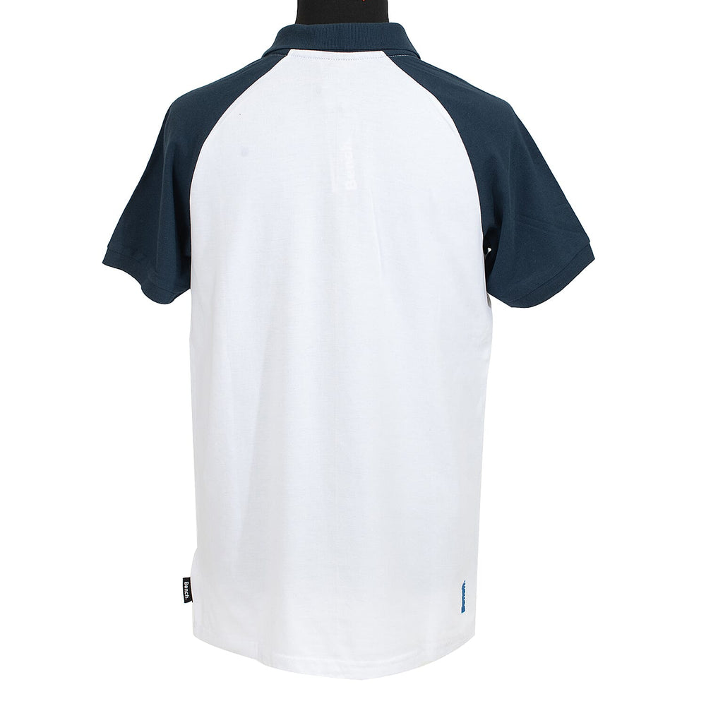 BENCH Mens Contrast Raglan 100% Cotton Polo Shirt (Size XXL) - White